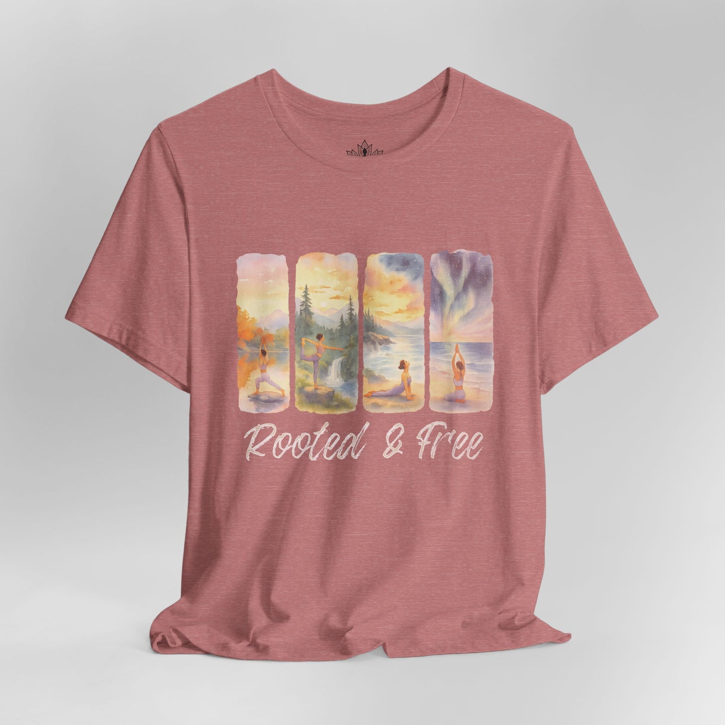 Watercolor Yoga – Rooted & Free Nature Tee