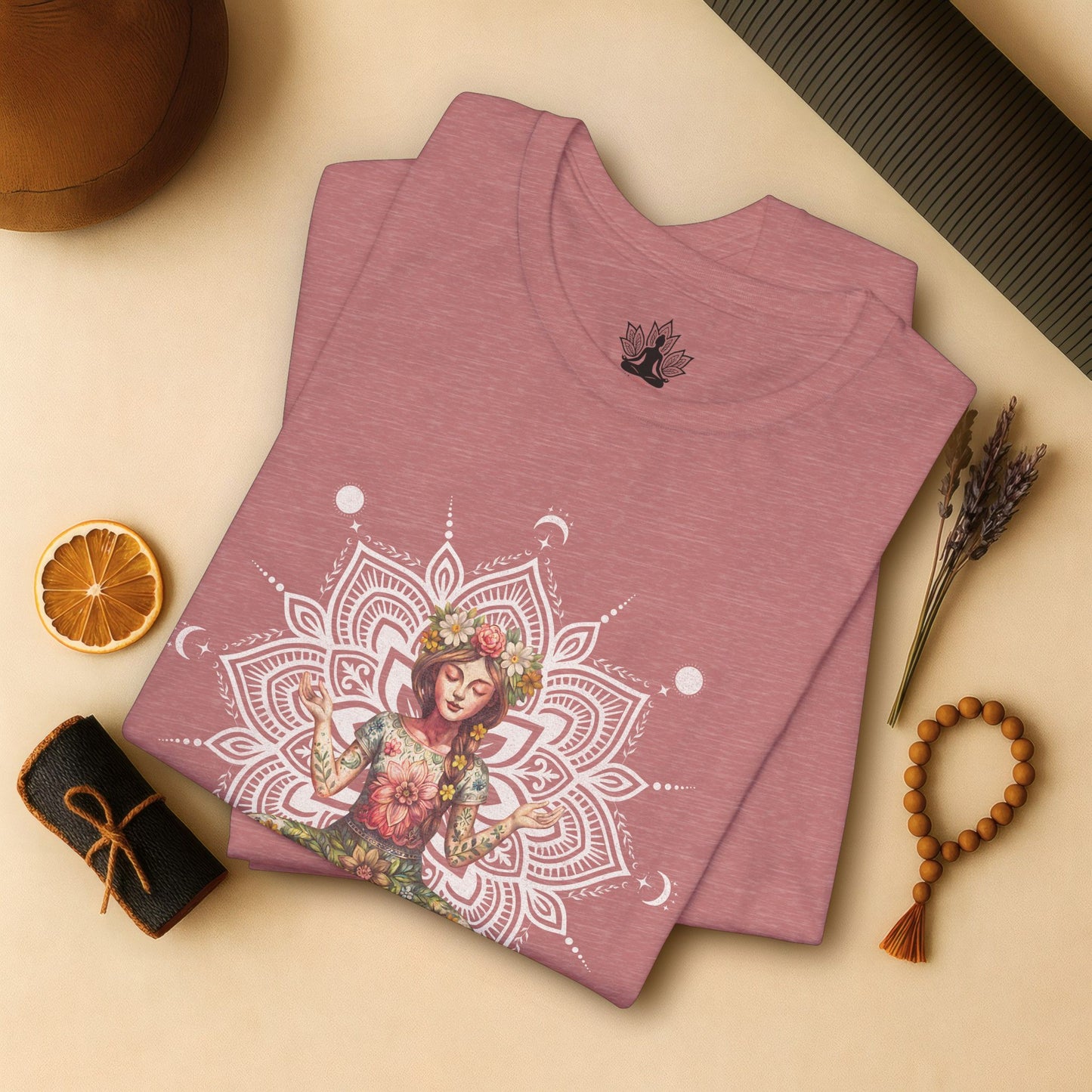 Flower Meditation Boho – Botanical Lotus Pose Tee