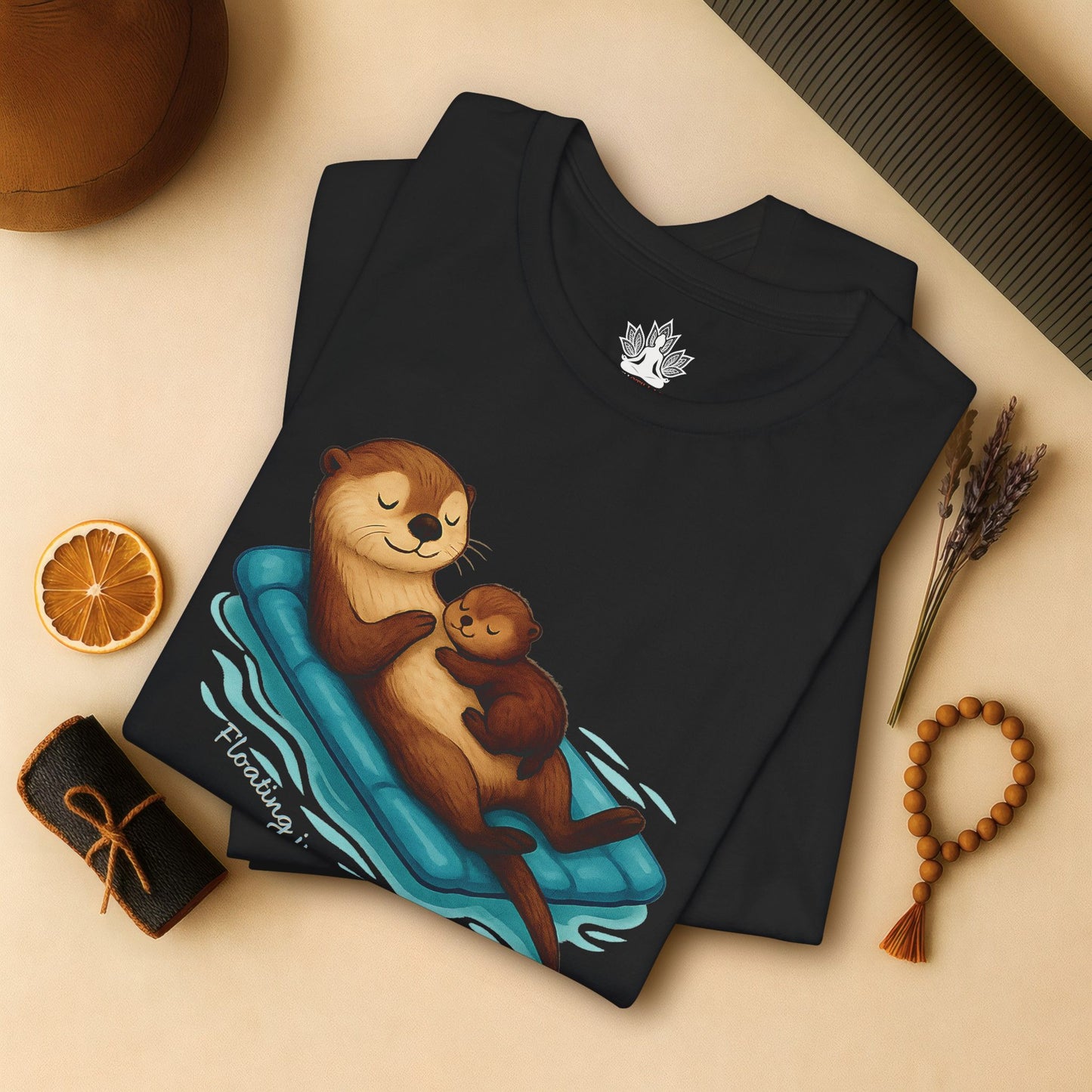 Floating Otters – Cute Zen Mama Tee