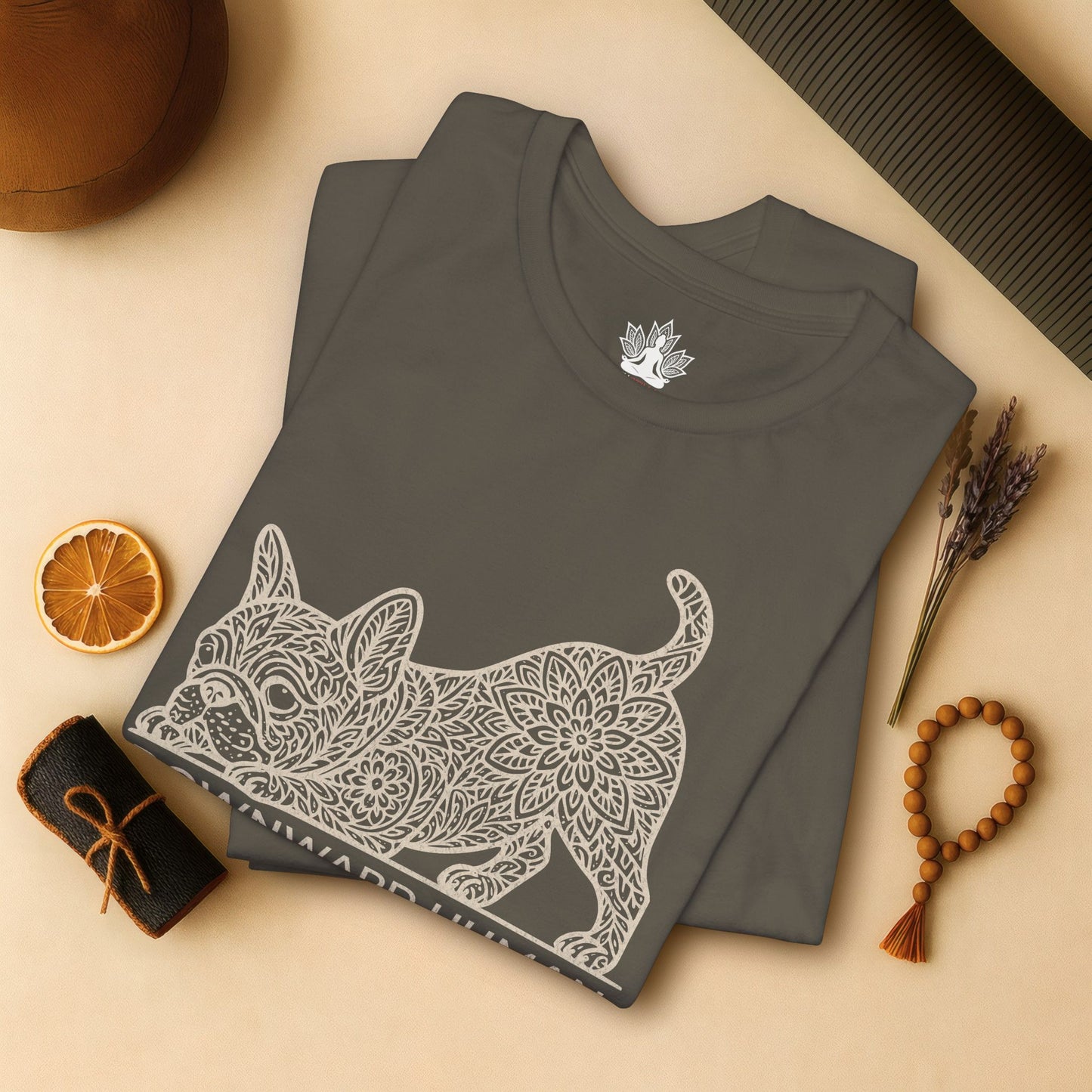 Frenchie Mandala – Downward French Bulldog Tee