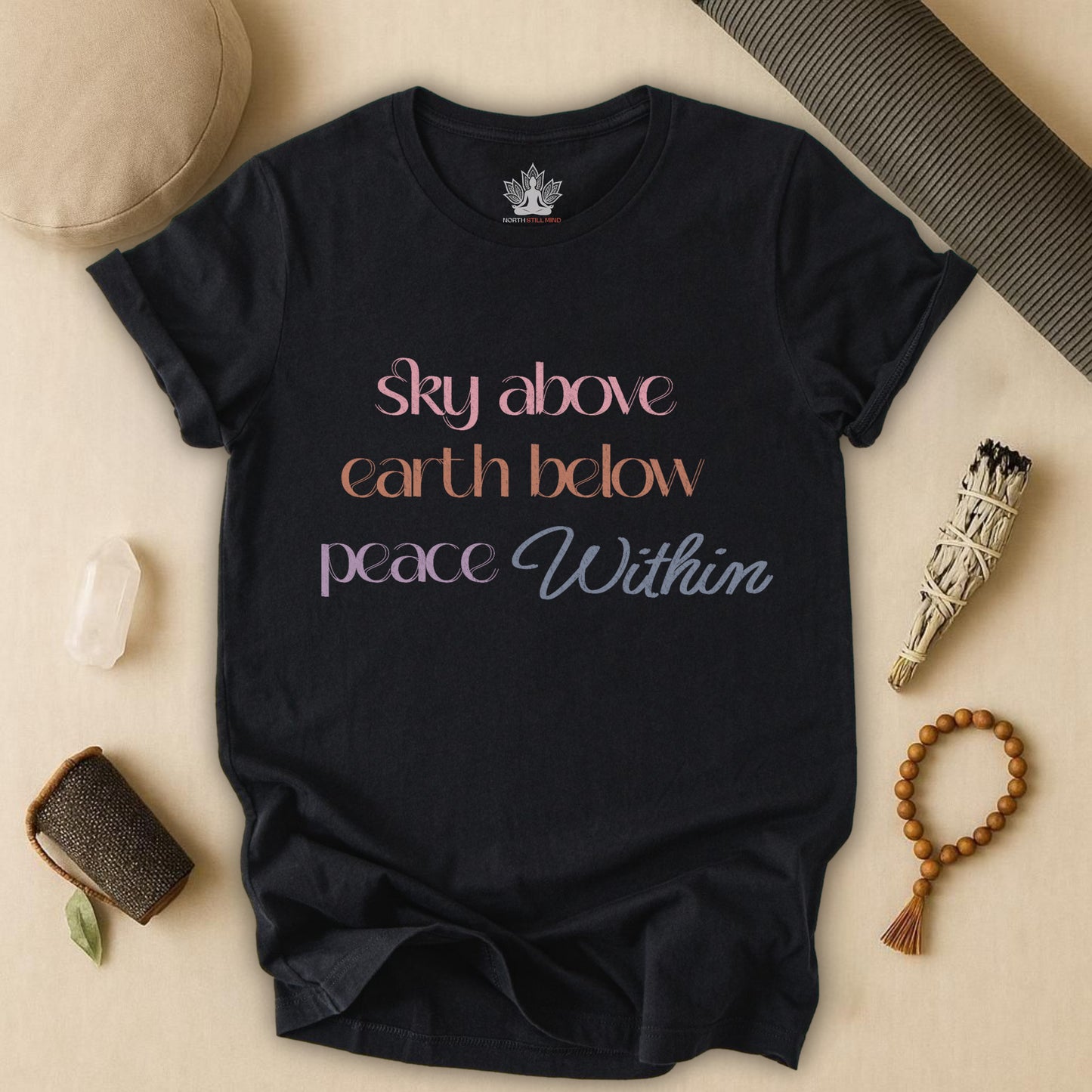 Sky Above Earth Below Peace Within – Pastel Quote Tee