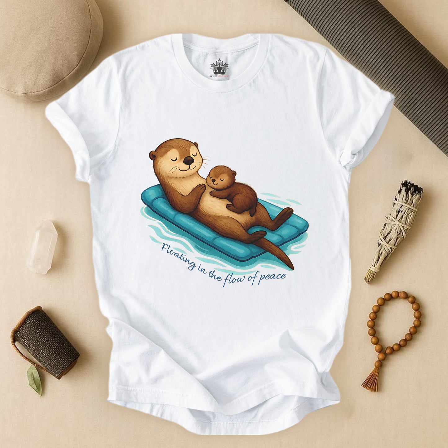 Floating Otters – Cute Zen Mama Tee