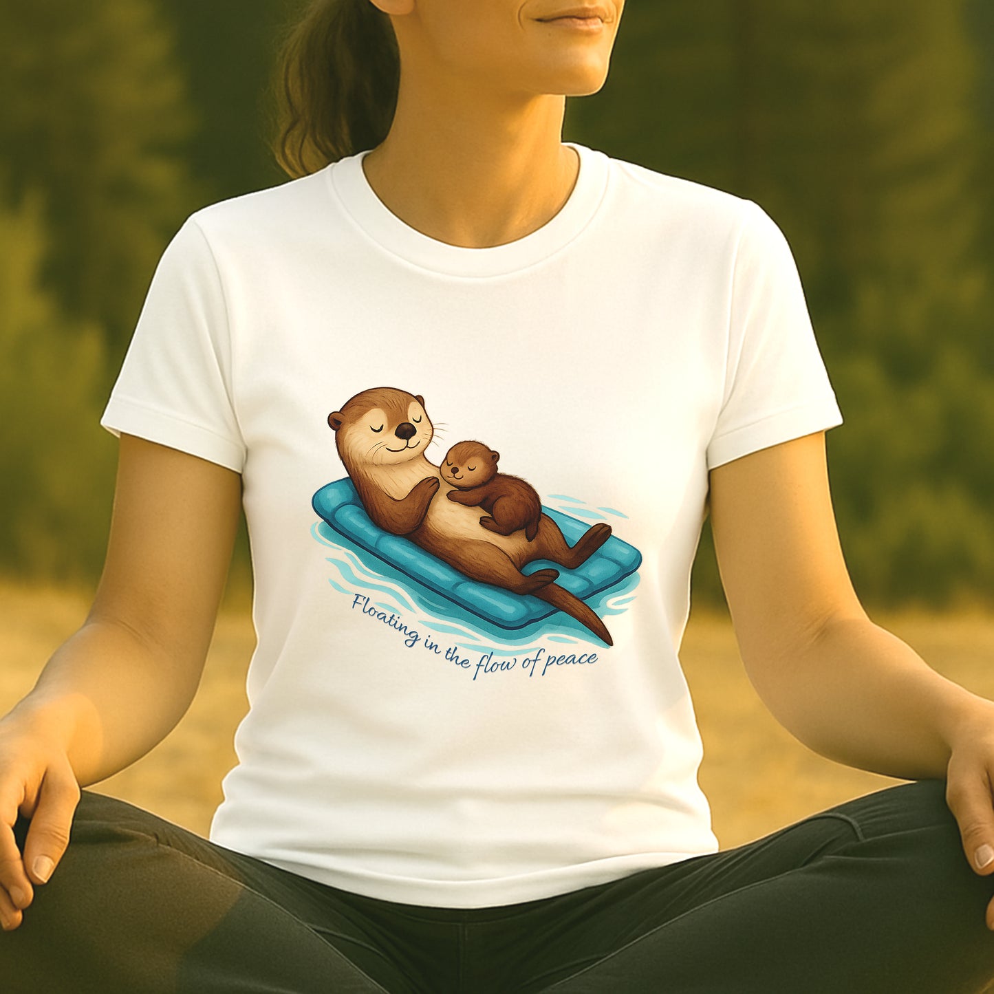 Floating Otters – Cute Zen Mama Tee