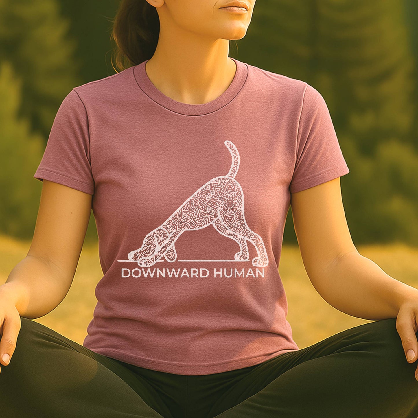 Downward Human – Mandala Dog Yoga Tee