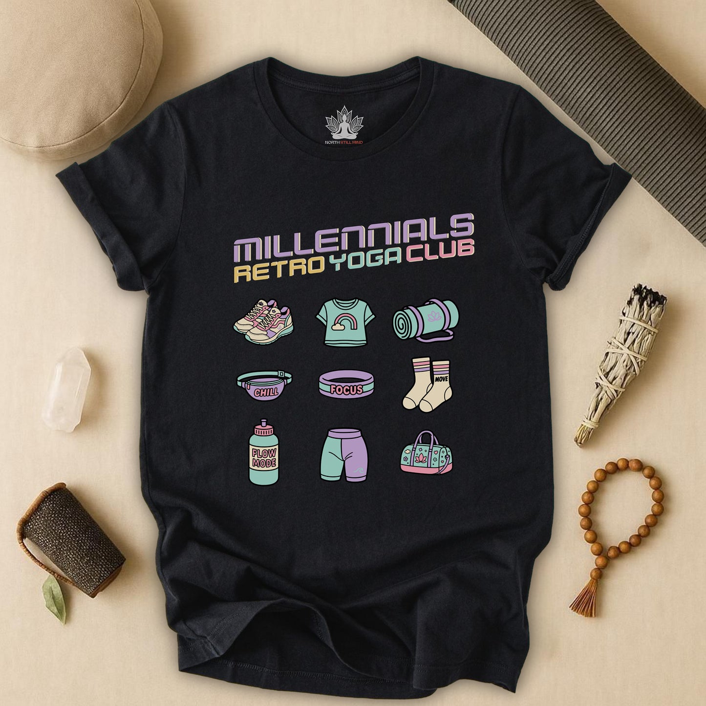 Millennials Club – Retro Yoga Essentials Tee