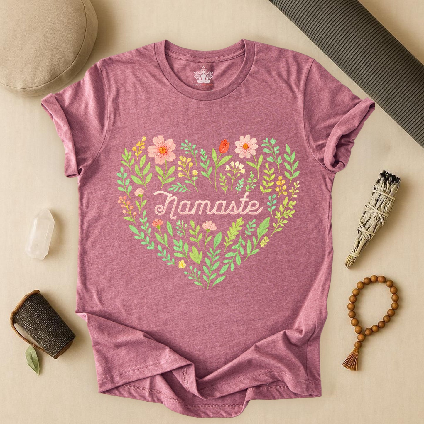 Namaste Floral Heart – Yoga Spirit Tee