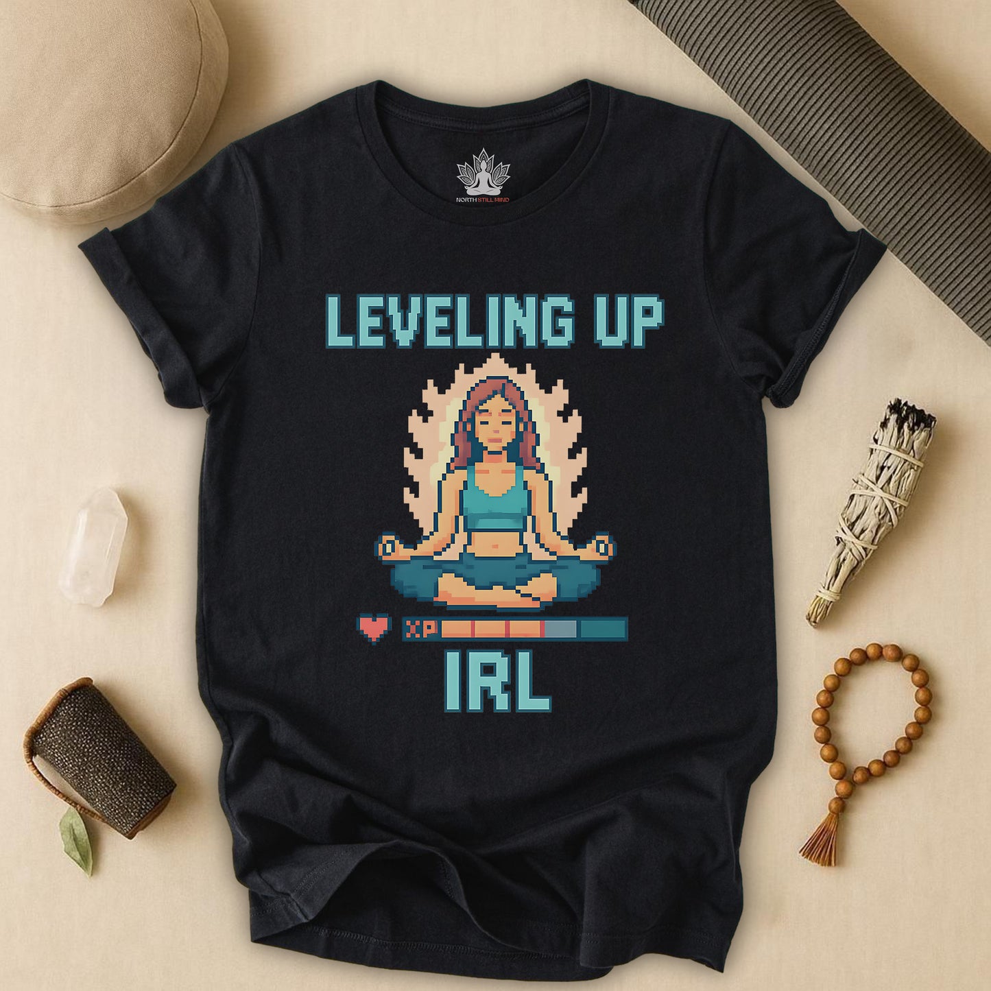 Leveling Up IRL – Pixel Yoga Tee