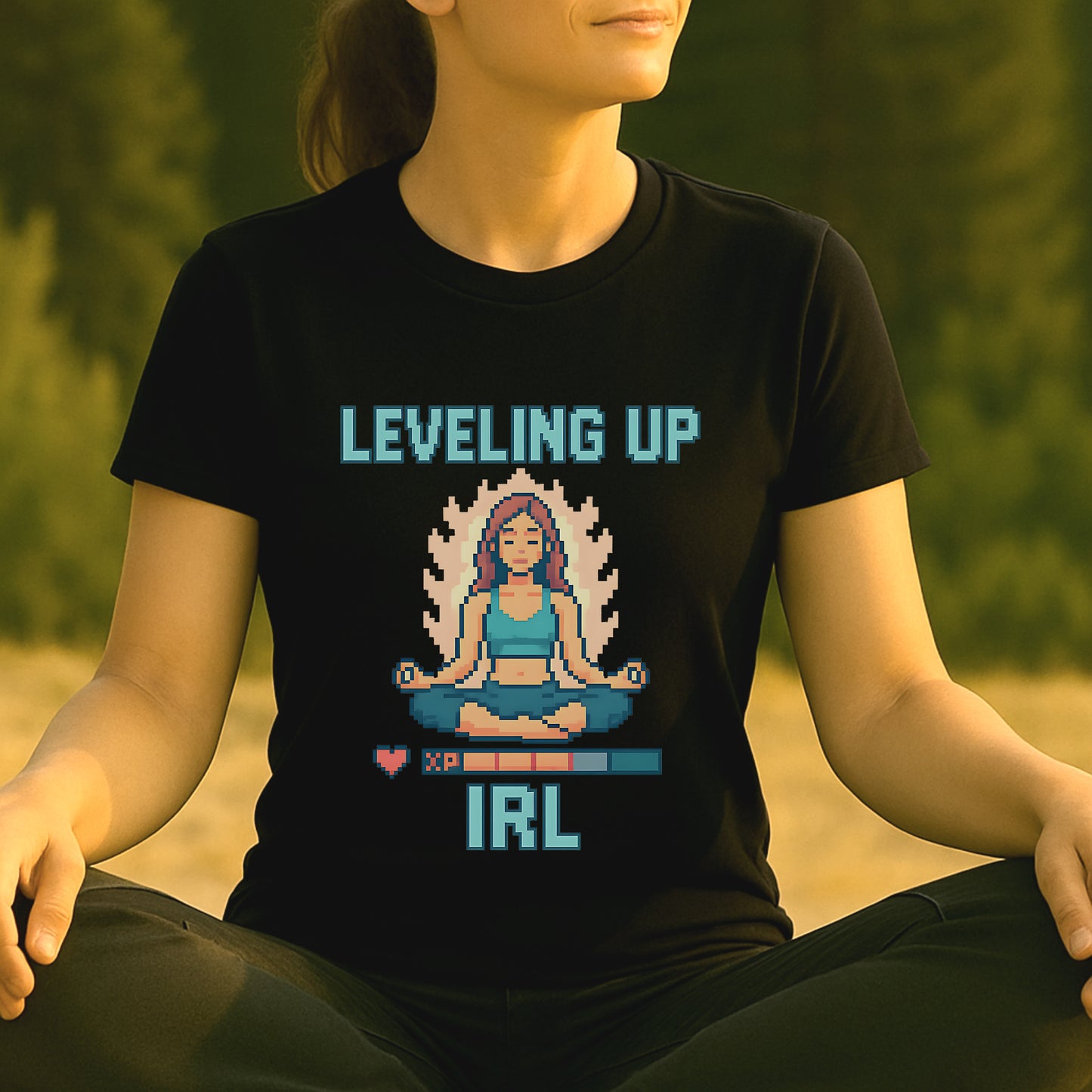 Leveling Up IRL – Pixel Yoga Tee