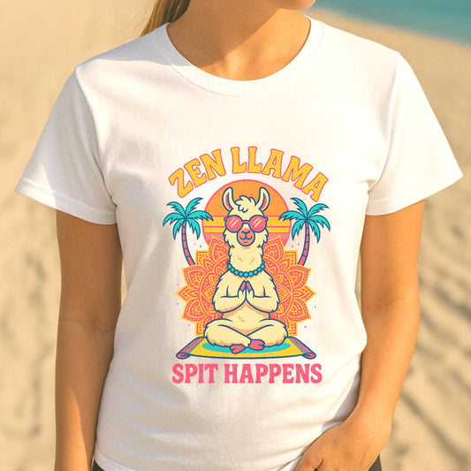 A Zen Llama – Spit Happens Tee