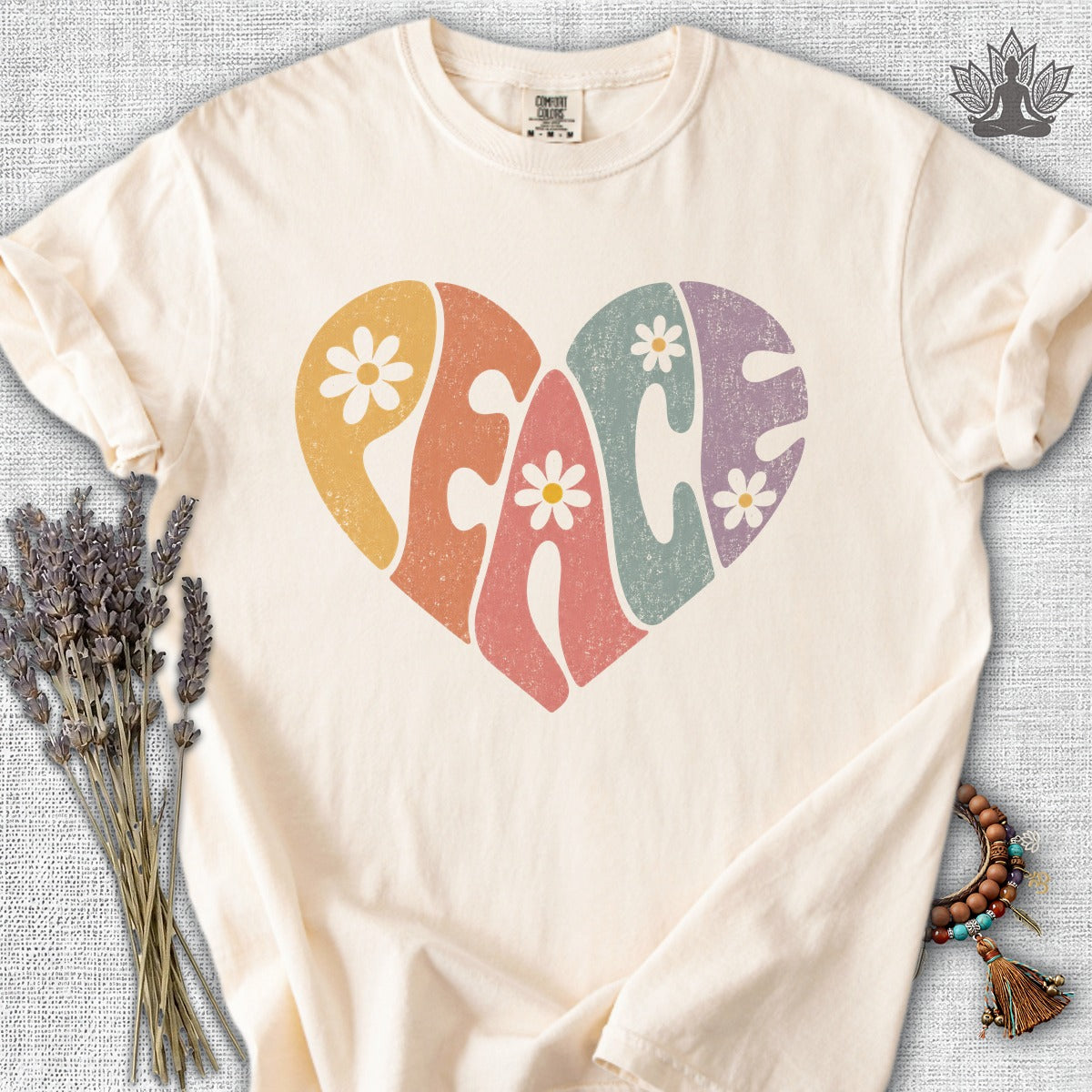 Retro Peace Heart Comfort Colors Tee
