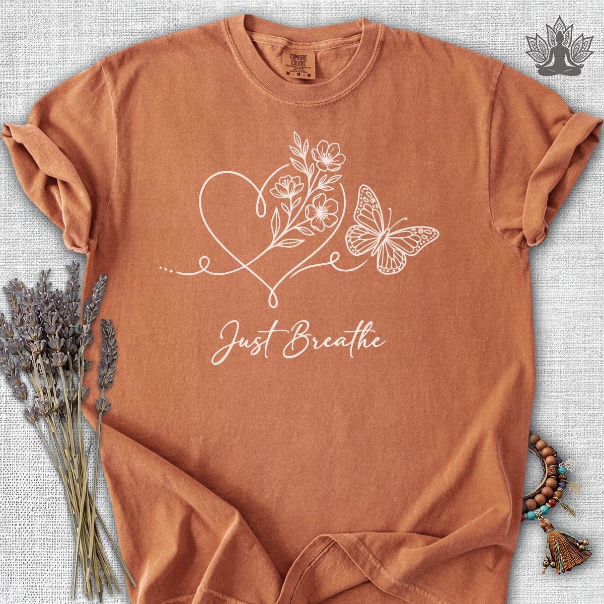 Just Breathe Heart & Butterfly Comfort Colors® Tee