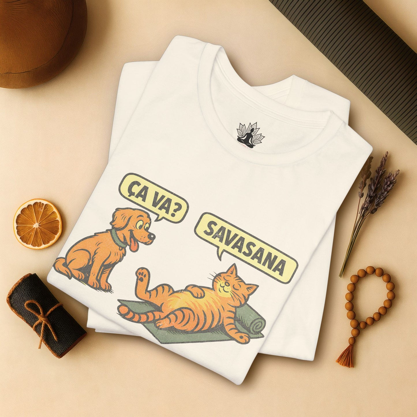 Ça Va French Savasana – Funny Cat Yoga Tee