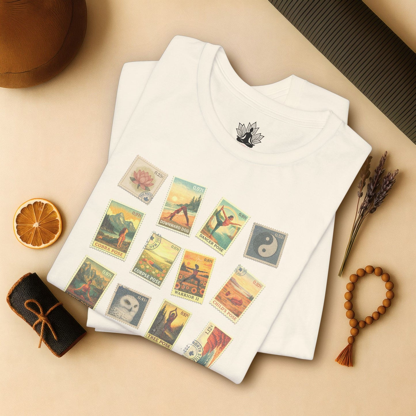 Vintage Yoga Postage Stamps – Canada Inspired Tee