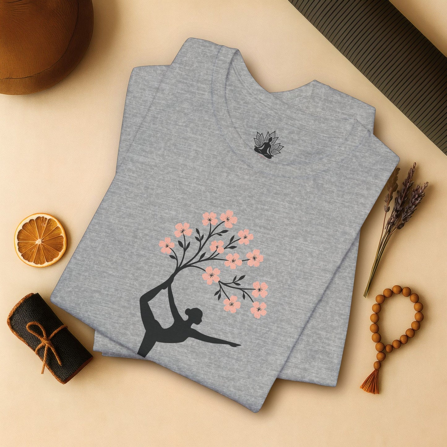 Cherry Blossom Rooted – Yoga Tree Pose Tee