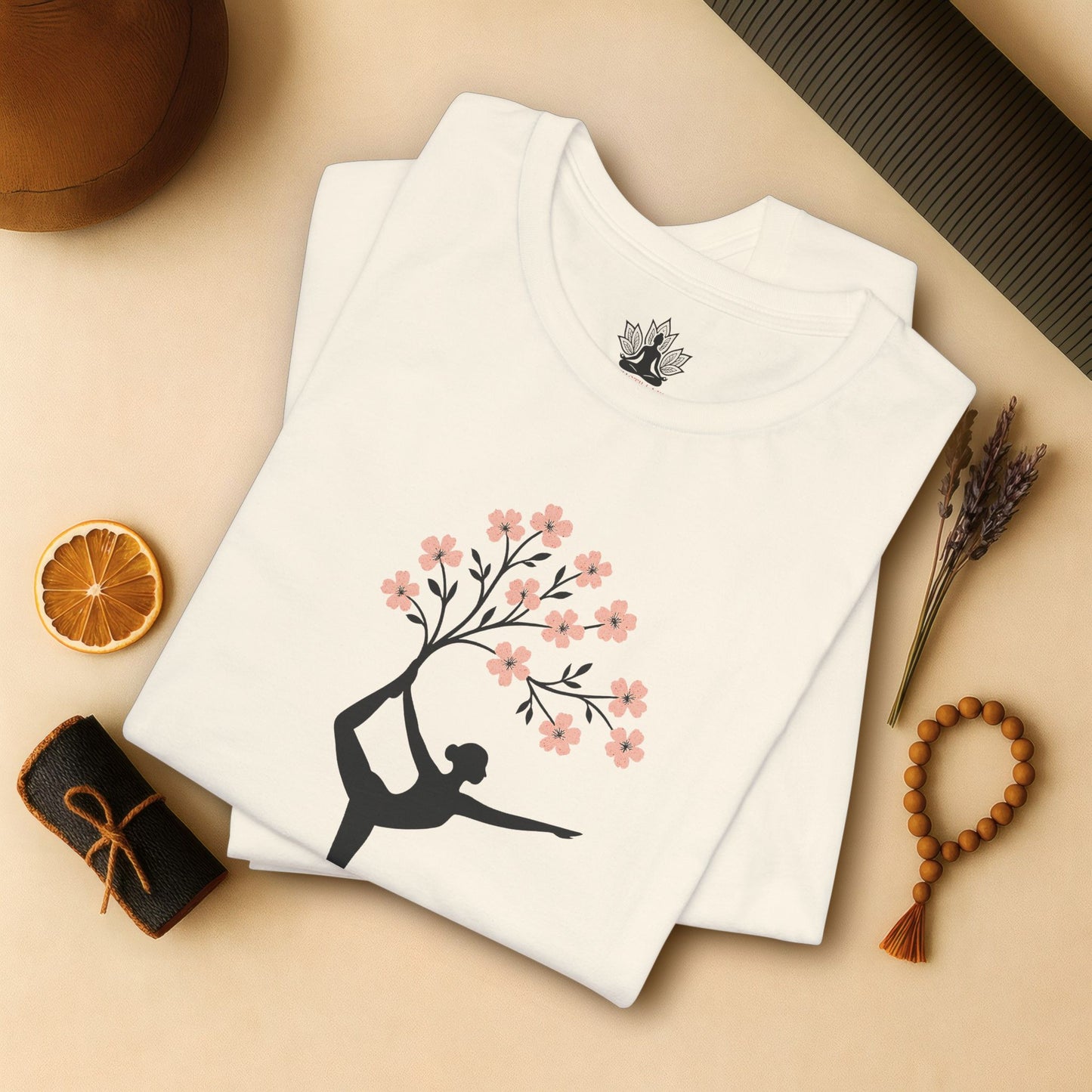 Cherry Blossom Rooted – Yoga Tree Pose Tee