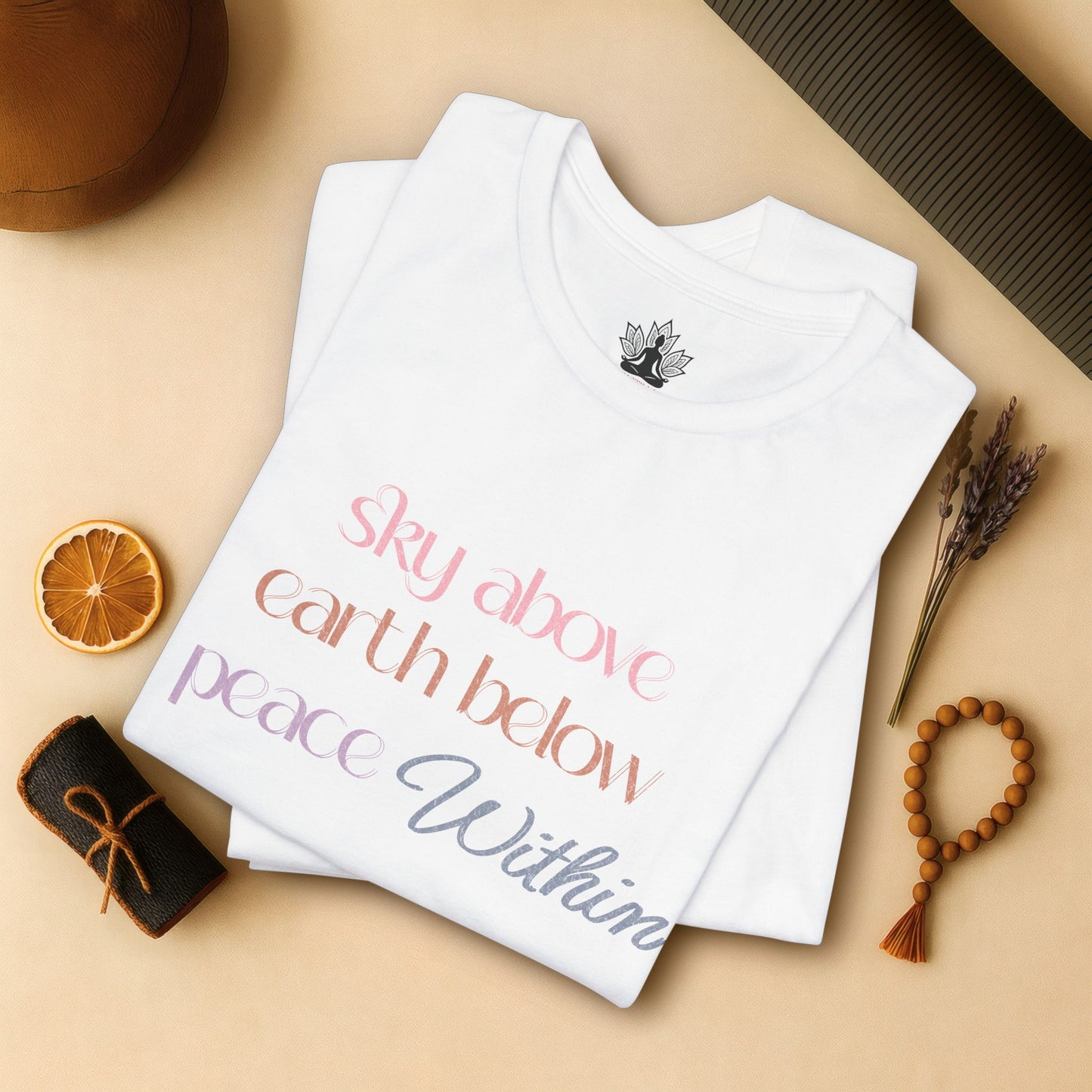 Sky Above Earth Below Peace Within – Pastel Quote Tee