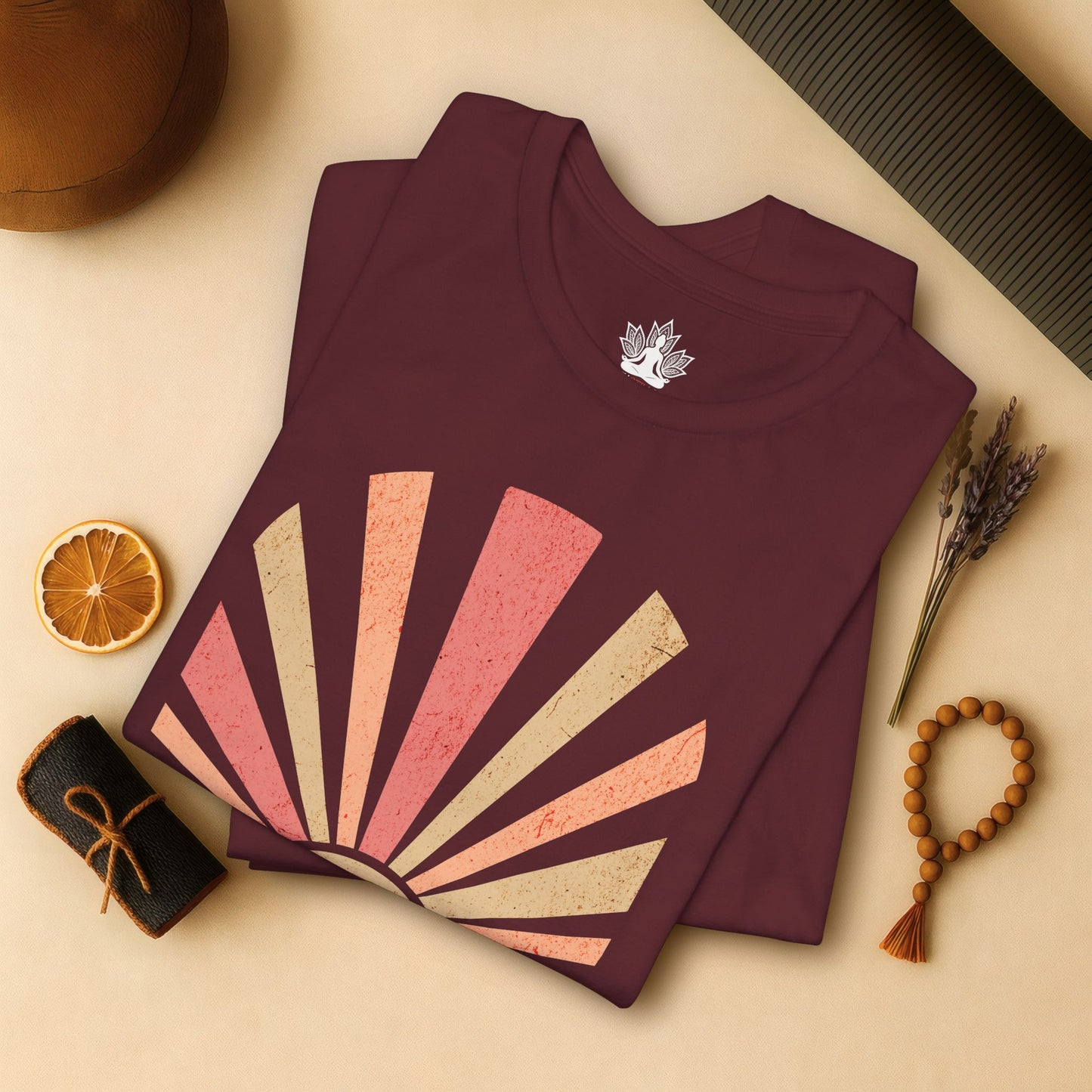 Hot Yoga Sunrise – Retro Sunset Happiness Tee