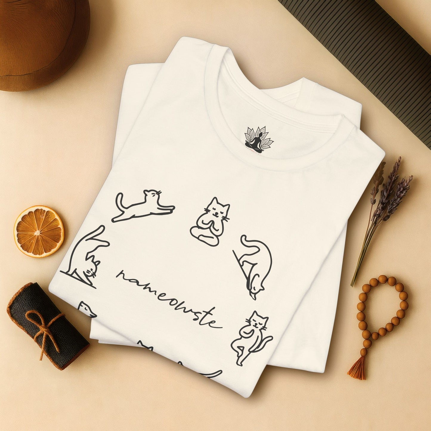 Nameowste Yoga Cats – Minimalist Funny Tee