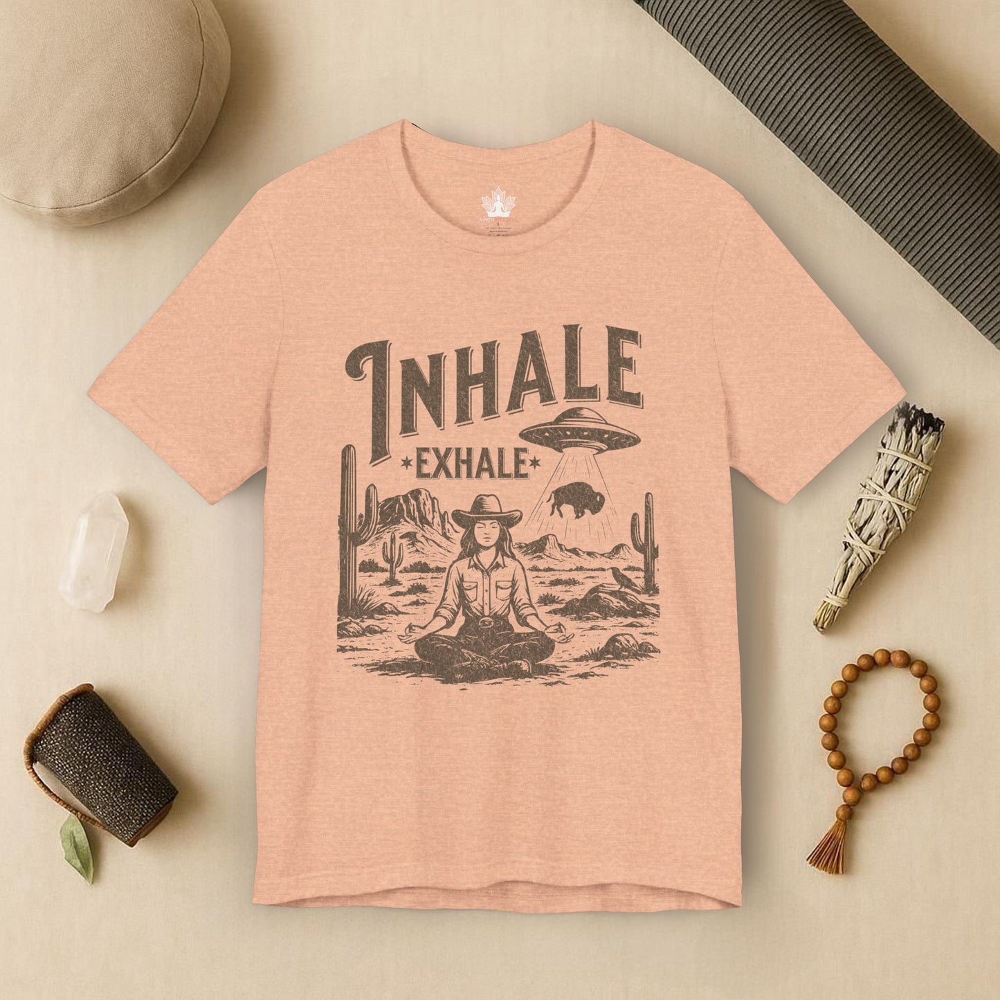 Cowgirl Inhale Exhale – Western UFO Mindfulness Tee