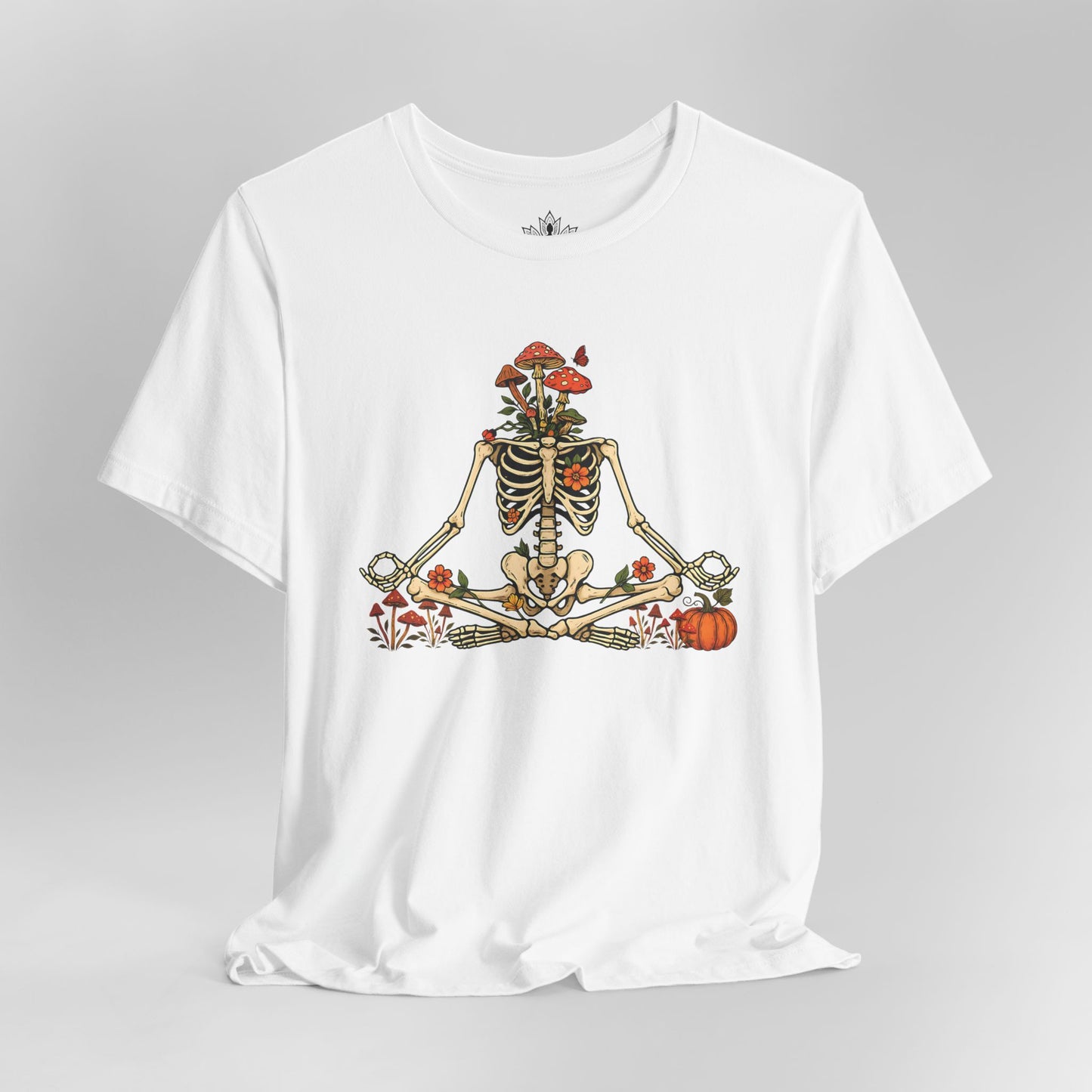 Skeleton Meditation – Halloween Mushroom Tee