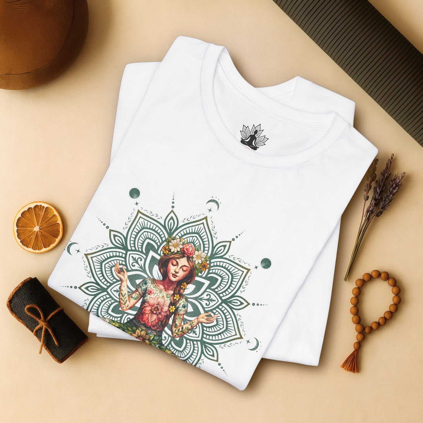 Flower Meditation Boho – Botanical Lotus Pose Tee