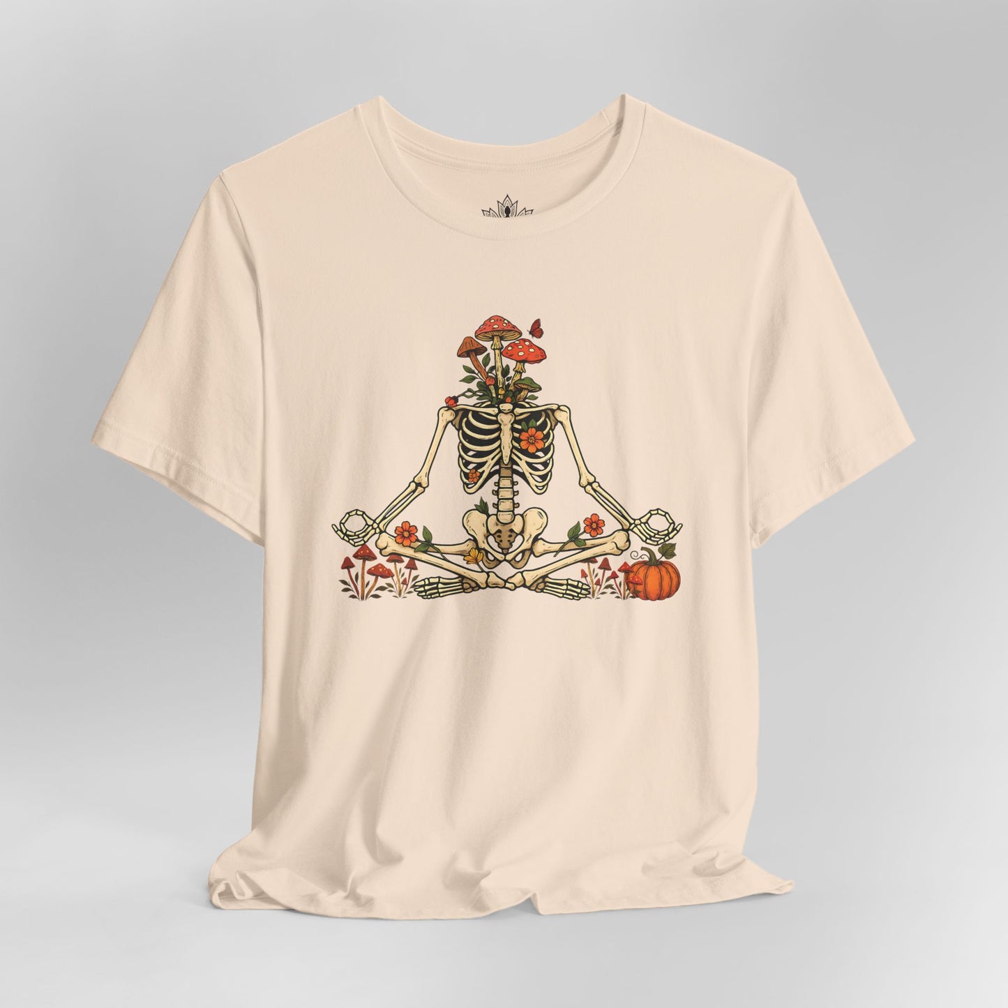 Skeleton Meditation – Halloween Mushroom Tee