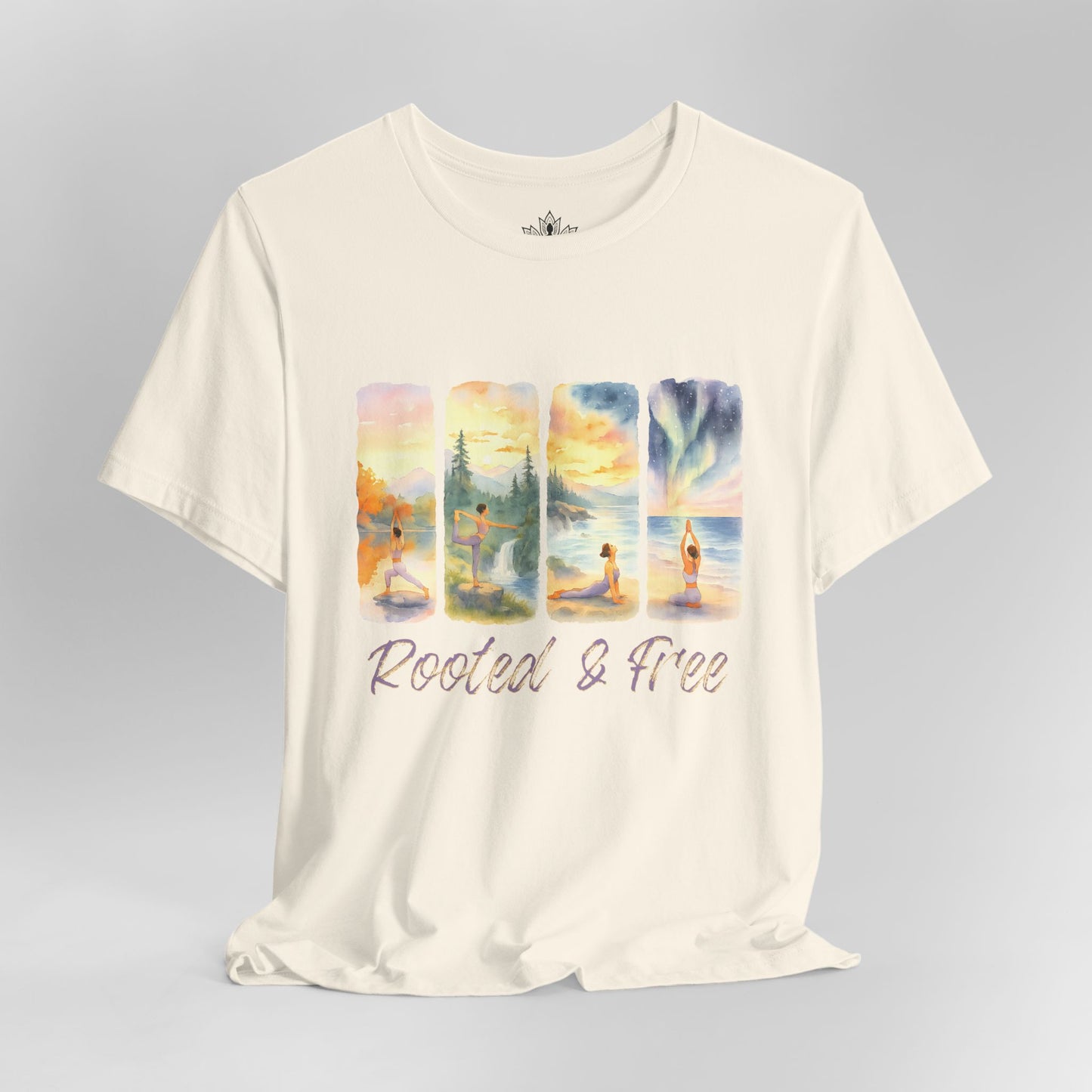 Watercolor Yoga – Rooted & Free Nature Tee