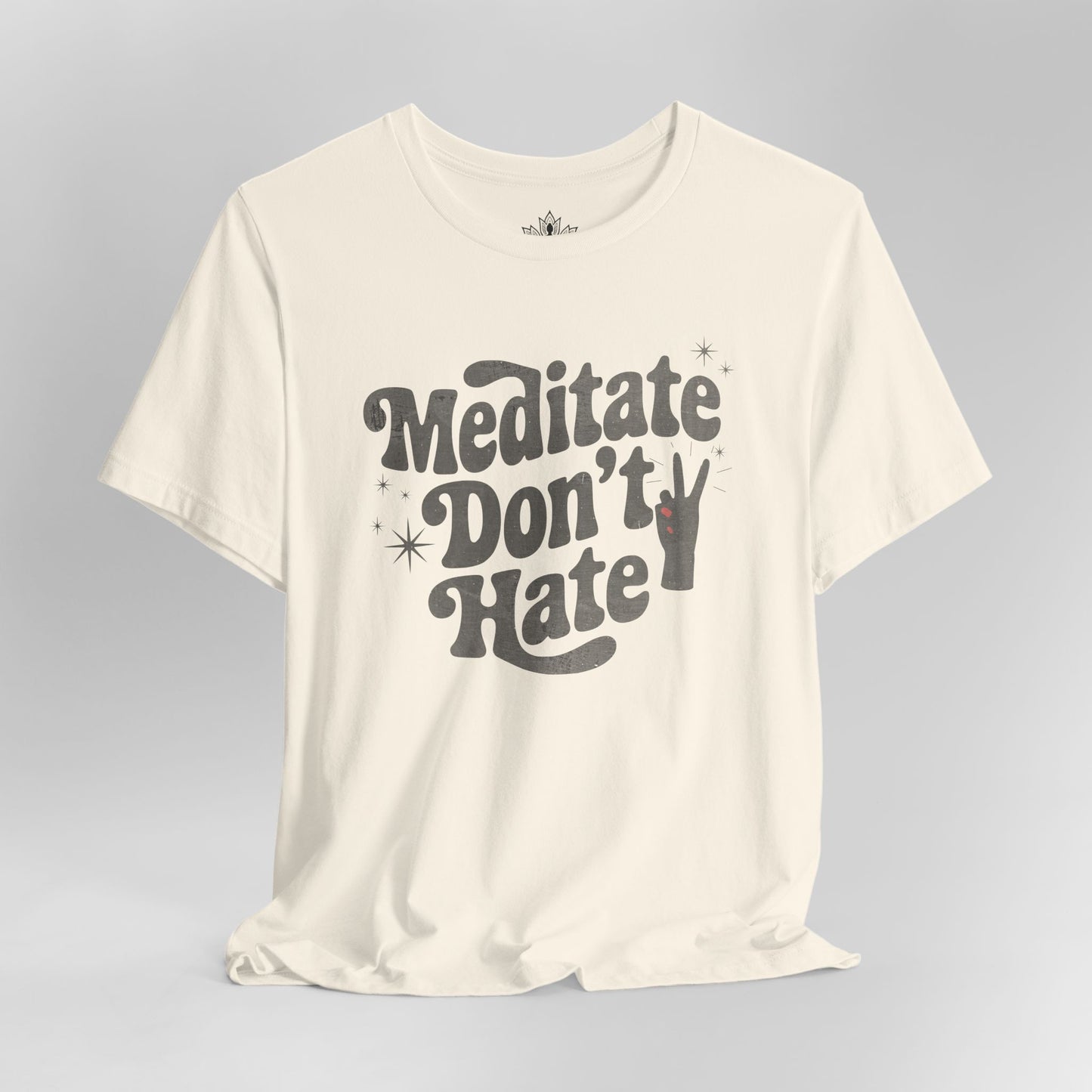 Meditate Don’t Hate – Retro Peace Yoga Tee