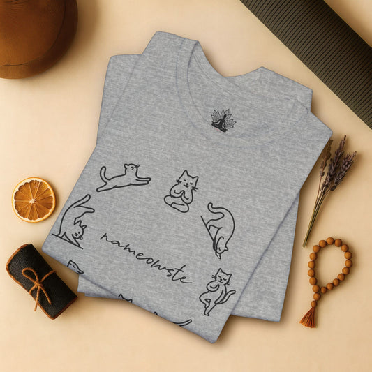 Nameowste Yoga Cats – Minimalist Funny Tee