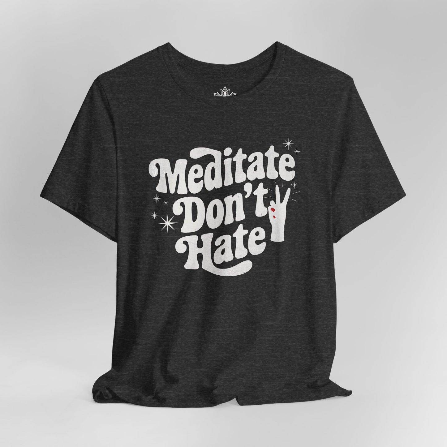 Meditate Don’t Hate – Retro Peace Yoga Tee