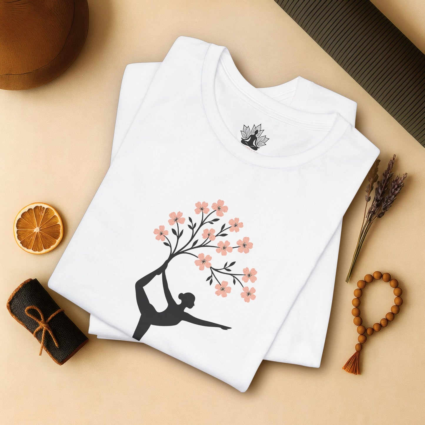 Cherry Blossom Rooted – Yoga Tree Pose Tee
