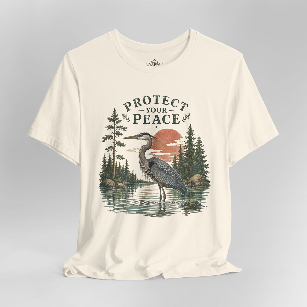 Protect Your Peace Retro Great Blue Heron Men Tee