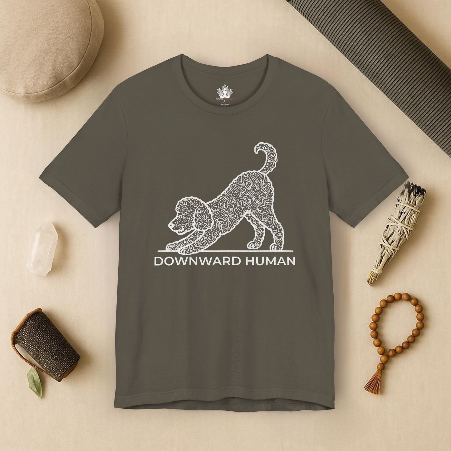 Downward Human – Mandala Labradoodle Dog Yoga Tee