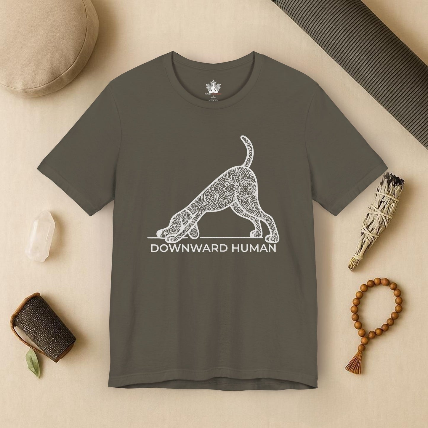 Downward Human – Mandala Dog Yoga Tee