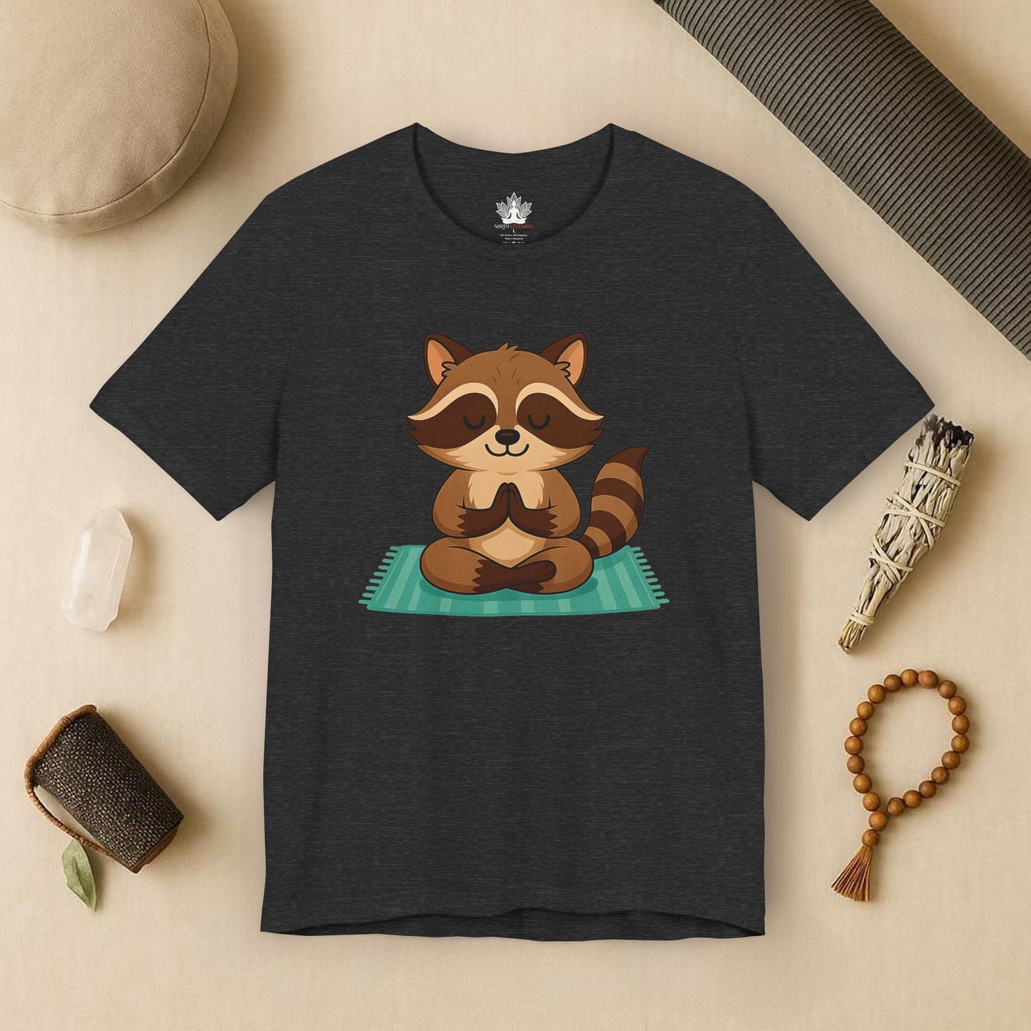 Meditating Raccoon – Lotus Pose Animal Tee