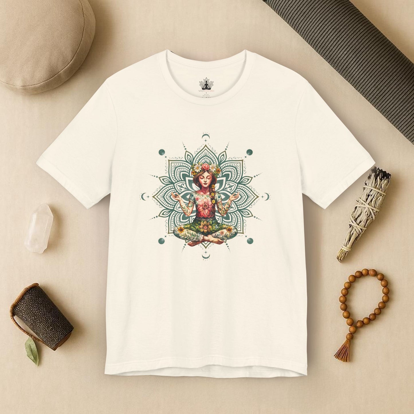 Flower Meditation Boho – Botanical Lotus Pose Tee