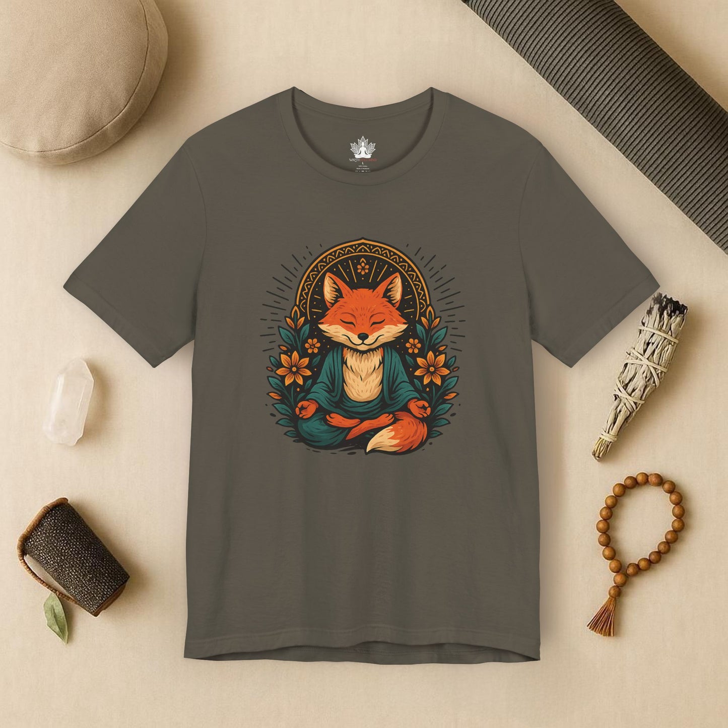 Meditating Fox - Floral Boho Tee