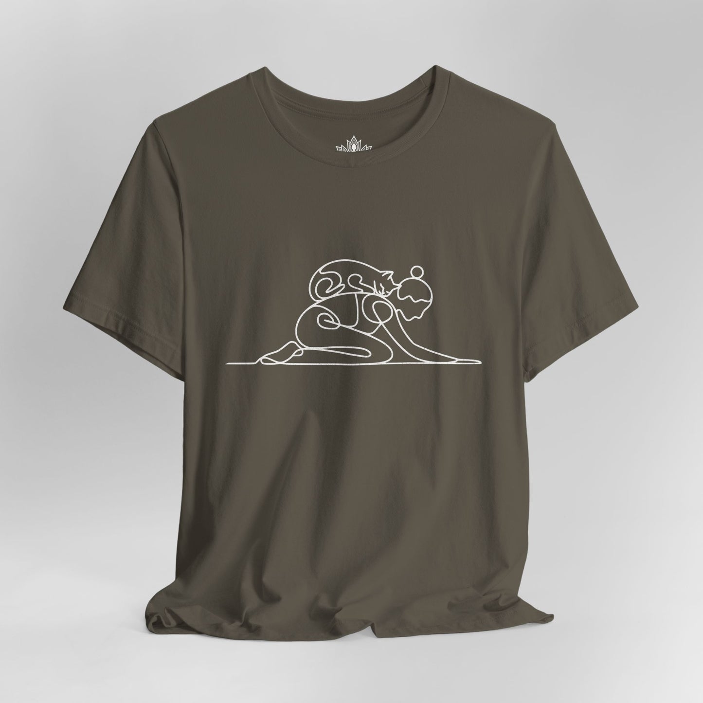 Cat on Back Yoga Pose Tee – Line Art