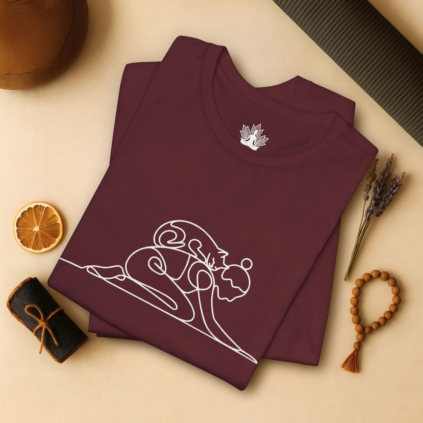 Cat on Back Yoga Pose Tee – Line Art