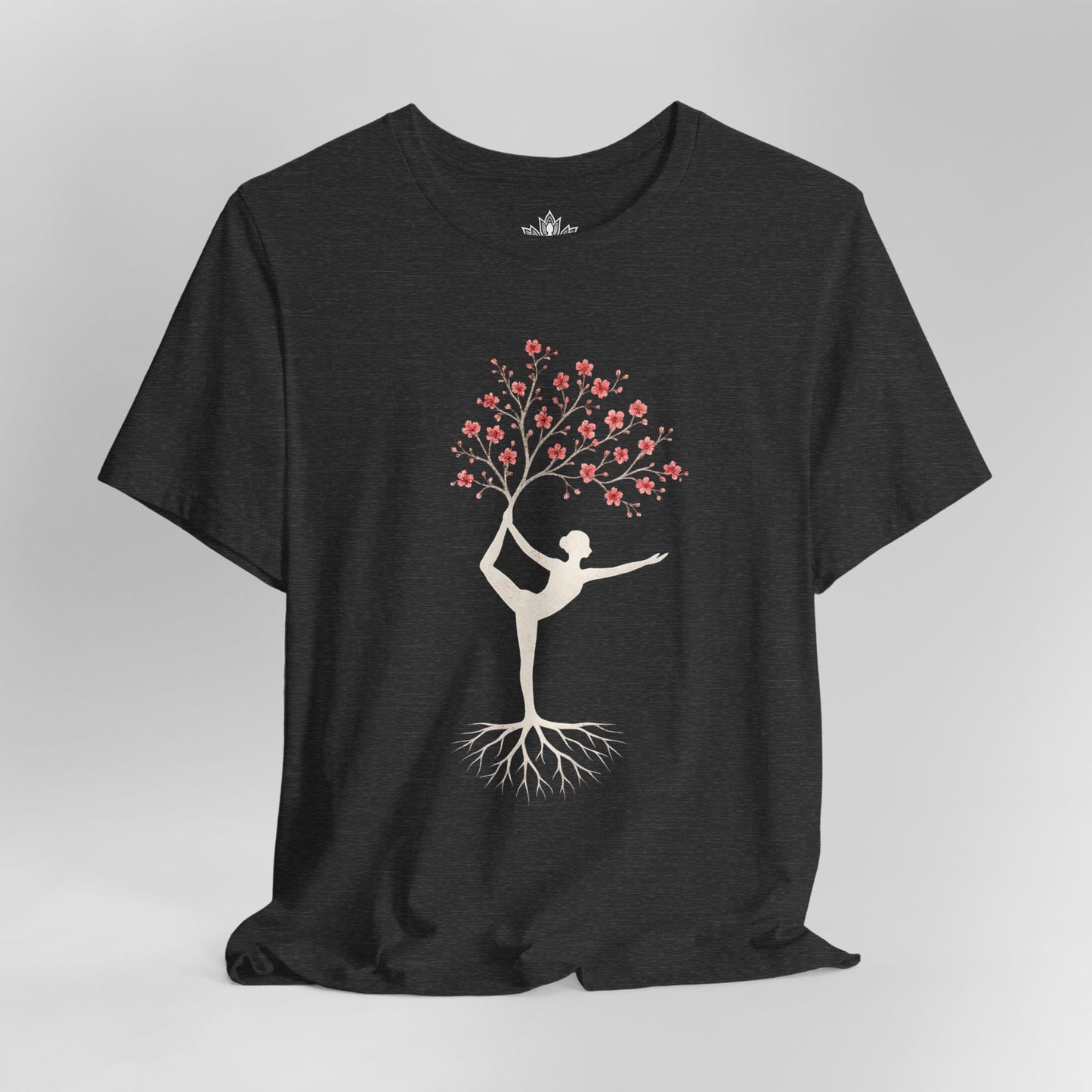 Cherry Blossom Rooted – Yoga Tree Pose Tee