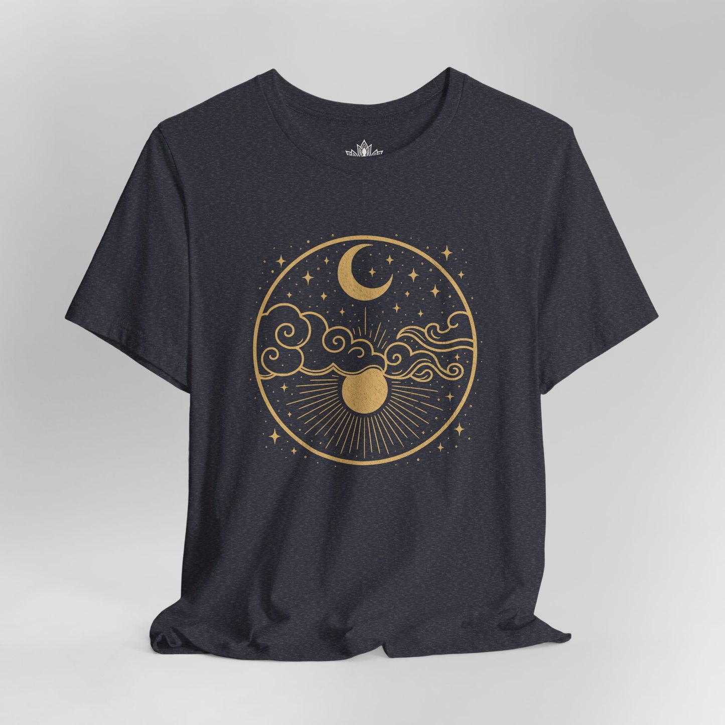 Celestial Moon and Clouds - Gold Yoga Tee