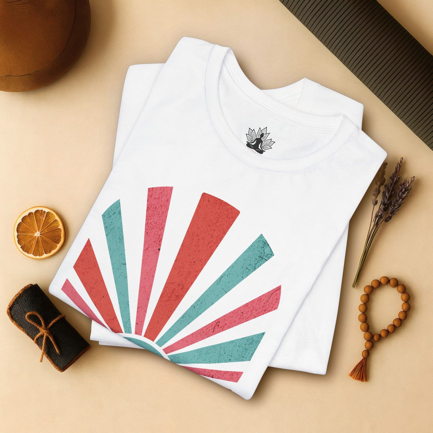 Hot Yoga Sunrise – Retro Sunset Happiness Tee