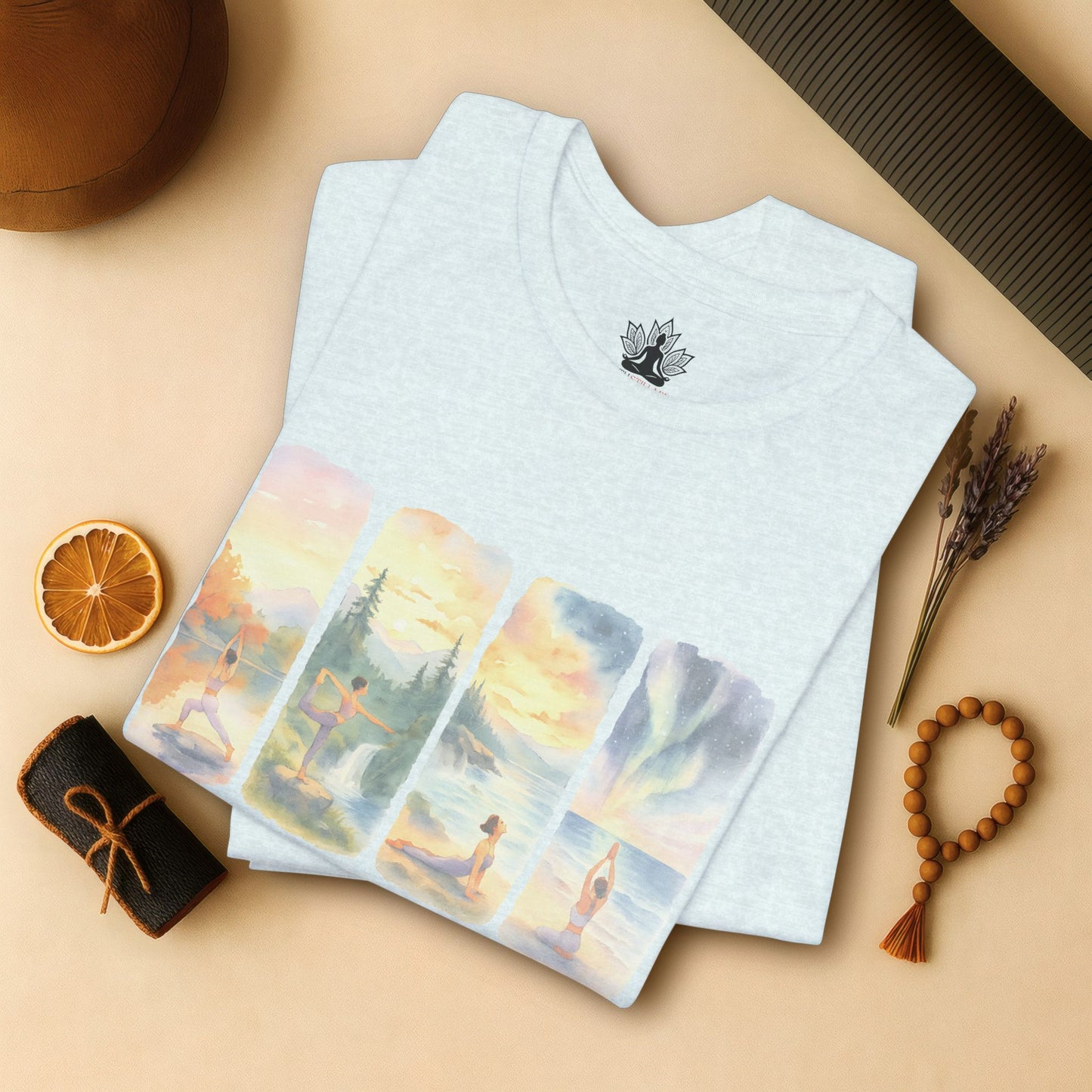 Watercolor Yoga – Rooted & Free Nature Tee
