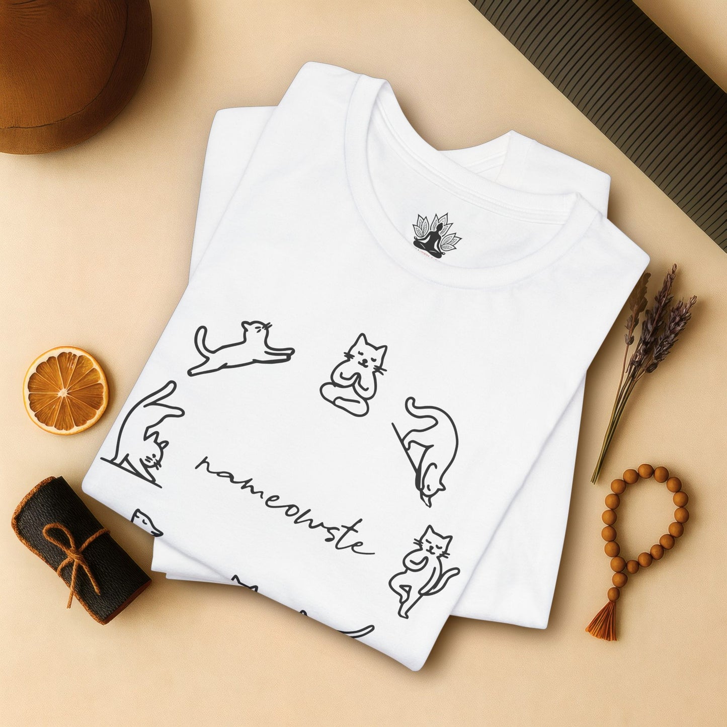 Nameowste Yoga Cats – Minimalist Funny Tee