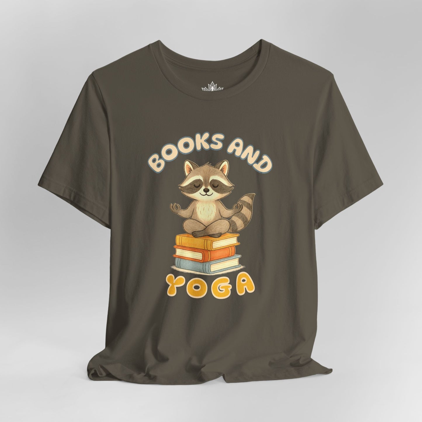 Books and Yoga – Cozy Raccoon Tee