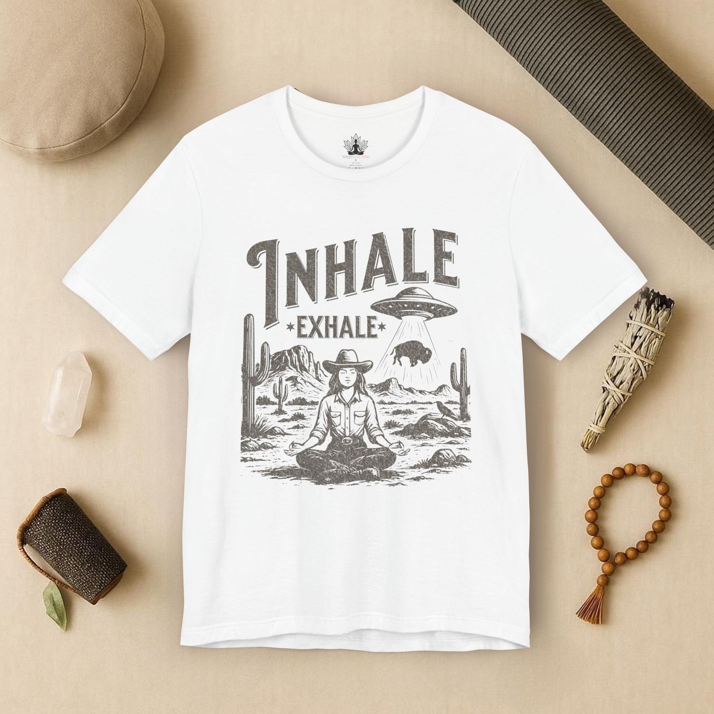 Cowgirl Inhale Exhale – Western UFO Mindfulness Tee