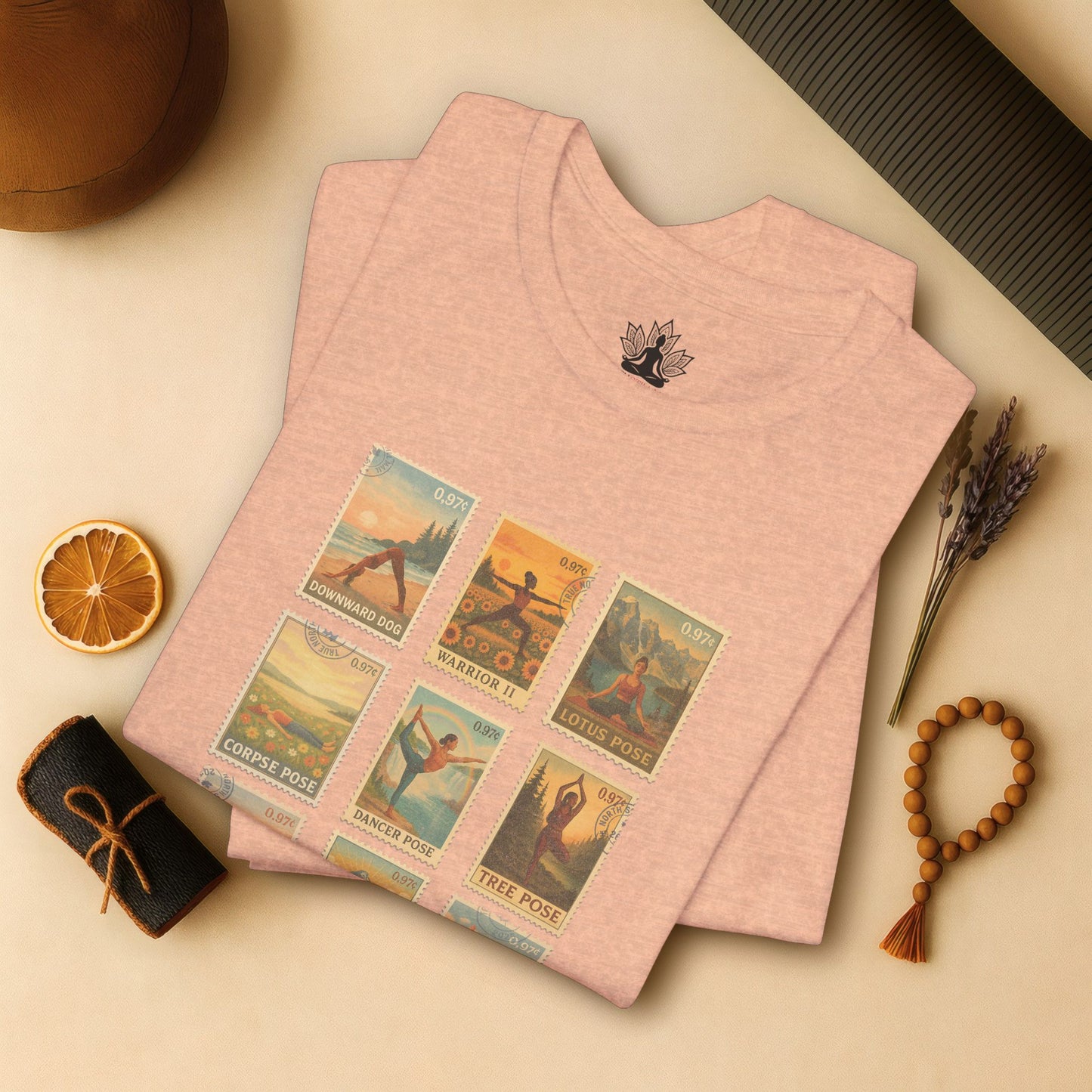 Yoga Postage Poses – Vintage Stamp Tee