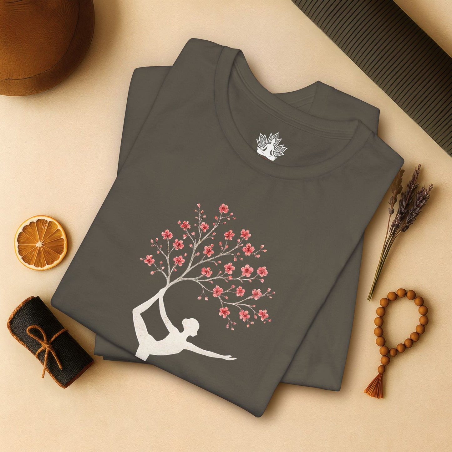 Cherry Blossom Rooted – Yoga Tree Pose Tee
