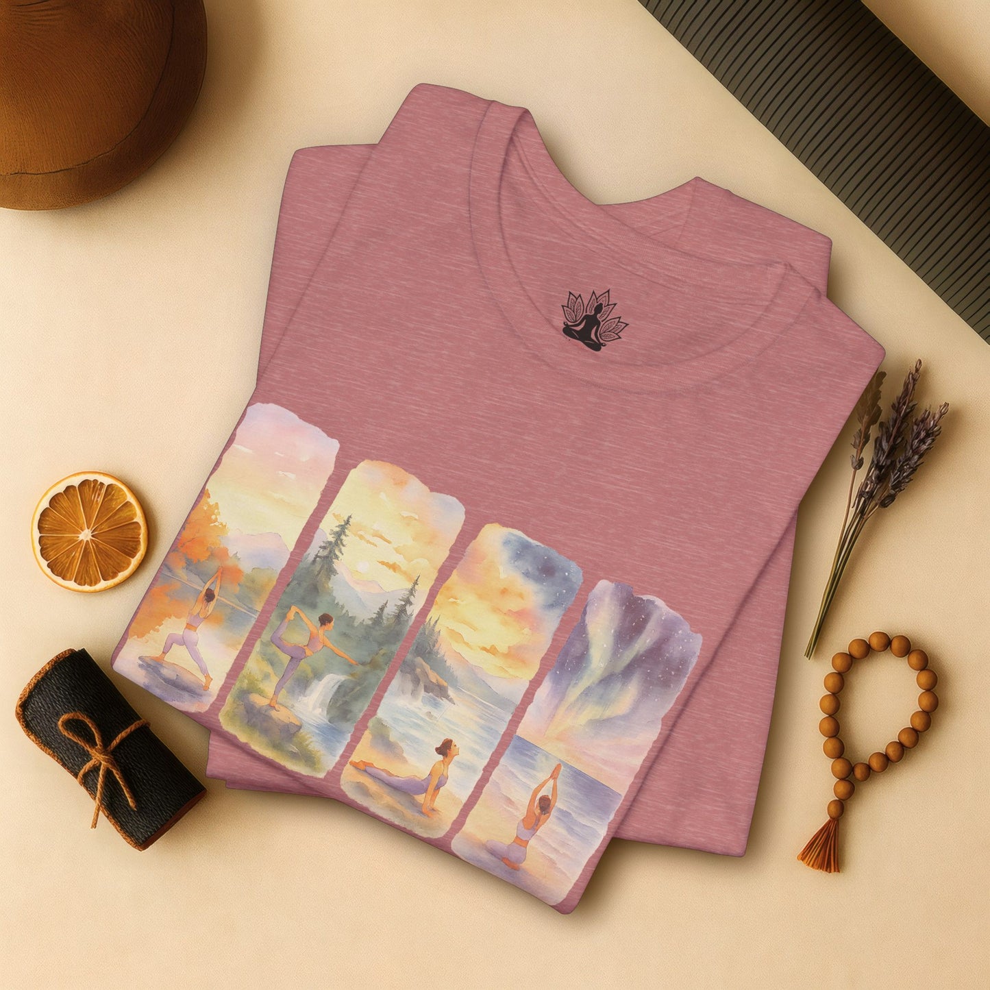 Watercolor Yoga – Rooted & Free Nature Tee