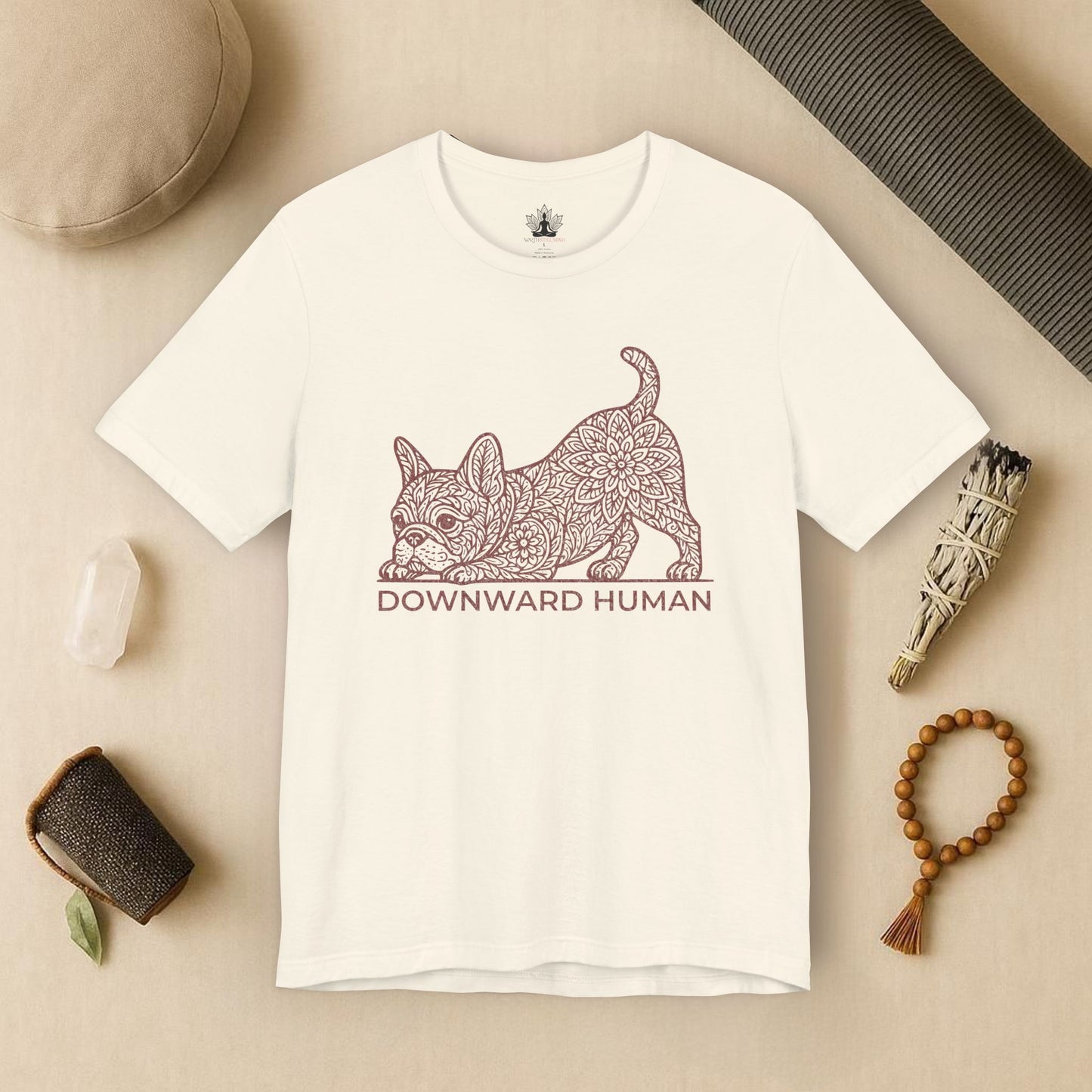 Frenchie Mandala – Downward French Bulldog Tee
